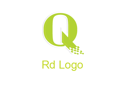 digital pixels inside the letter q logo