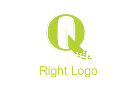 digital pixels inside the letter q logo