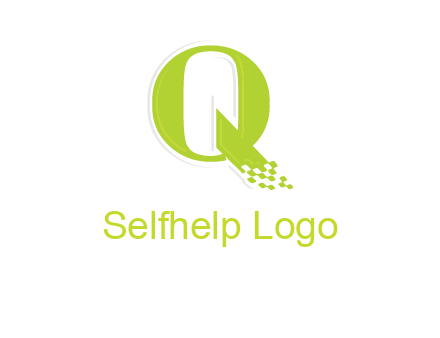 digital pixels inside the letter q logo