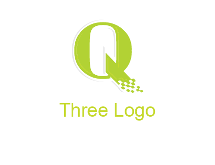 digital pixels inside the letter q logo