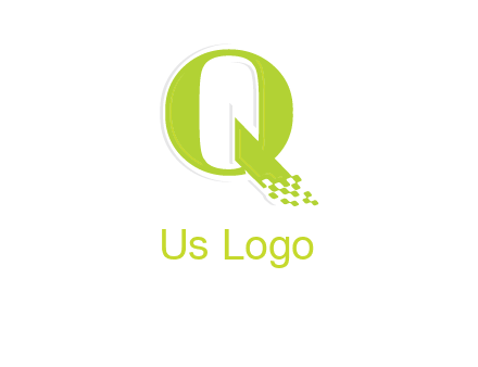 digital pixels inside the letter q logo