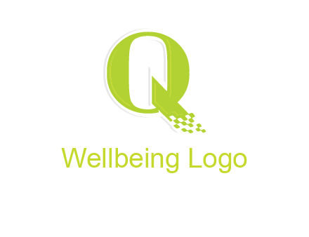 digital pixels inside the letter q logo