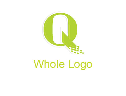 digital pixels inside the letter q logo