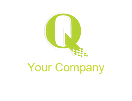 digital pixels inside the letter q logo