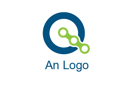 bike chain is placed in front of a hollow circle letter q logo