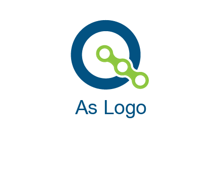 bike chain is placed in front of a hollow circle letter q logo