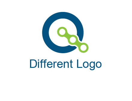 bike chain is placed in front of a hollow circle letter q logo