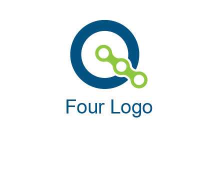 bike chain is placed in front of a hollow circle letter q logo