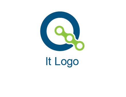 bike chain is placed in front of a hollow circle letter q logo