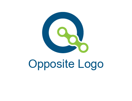 bike chain is placed in front of a hollow circle letter q logo