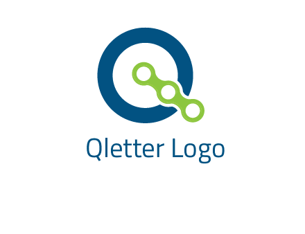 bike chain is placed in front of a hollow circle letter q logo