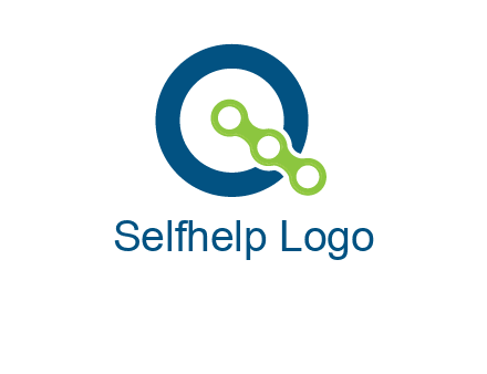 bike chain is placed in front of a hollow circle letter q logo