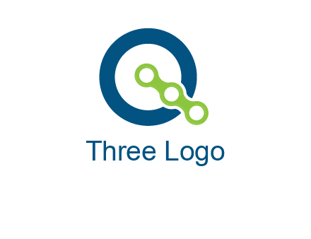 bike chain is placed in front of a hollow circle letter q logo