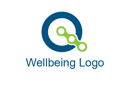 bike chain is placed in front of a hollow circle letter q logo