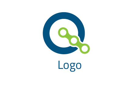 bike chain is placed in front of a hollow circle letter q logo