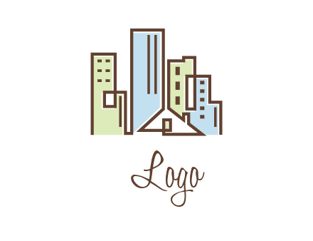 abstract line art buildings logo