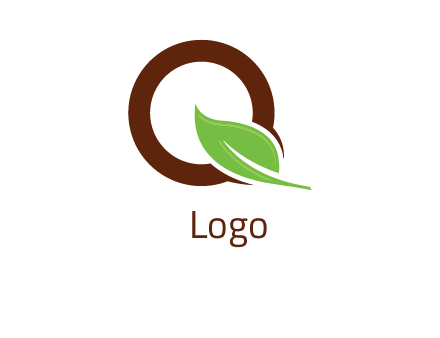 leaf and circle forming letter q logo