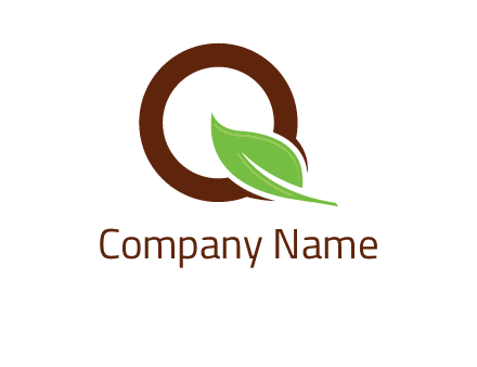 leaf and circle forming letter q logo