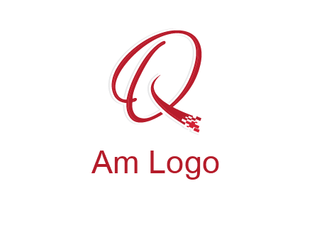 letter q with technology pixels logo