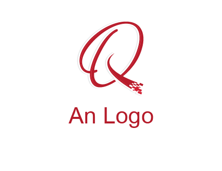 letter q with technology pixels logo