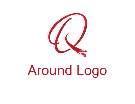 letter q with technology pixels logo