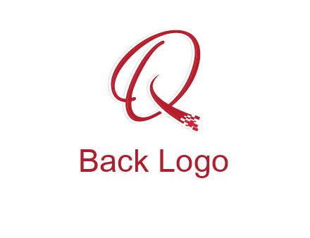 letter q with technology pixels logo