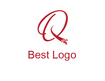 letter q with technology pixels logo