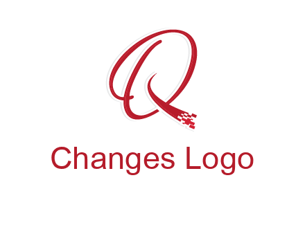 letter q with technology pixels logo