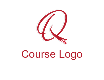 letter q with technology pixels logo