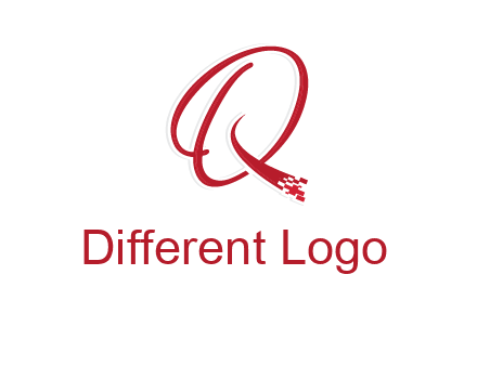 letter q with technology pixels logo