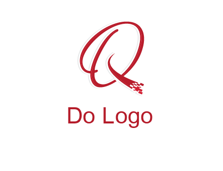 letter q with technology pixels logo