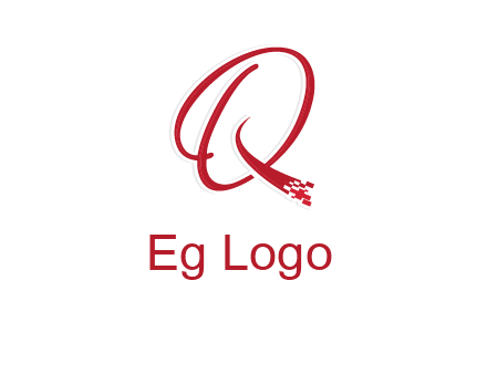 letter q with technology pixels logo