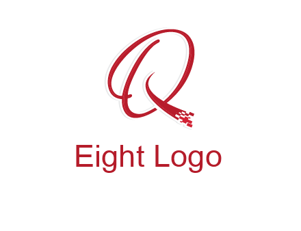 letter q with technology pixels logo