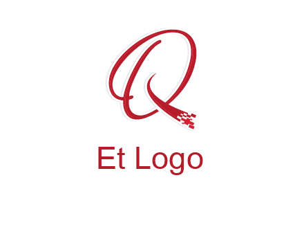 letter q with technology pixels logo