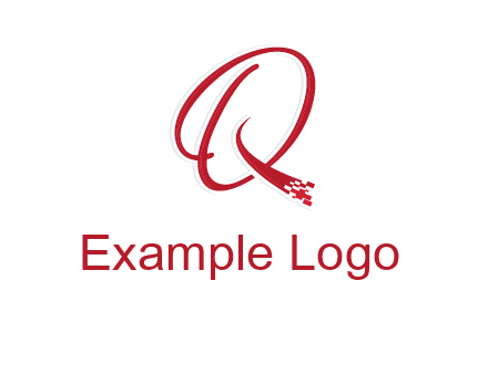 letter q with technology pixels logo