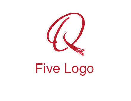 letter q with technology pixels logo