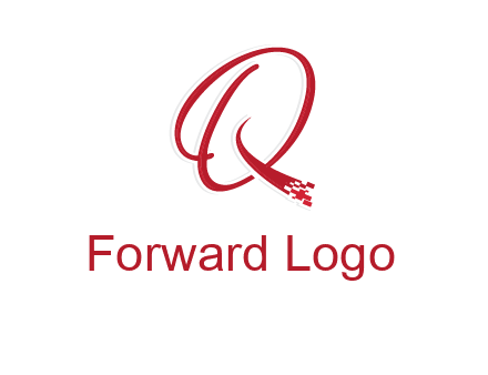 letter q with technology pixels logo