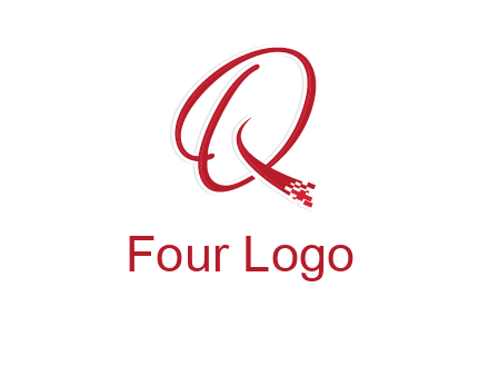 letter q with technology pixels logo
