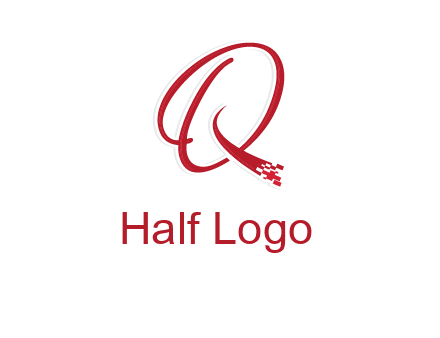 letter q with technology pixels logo