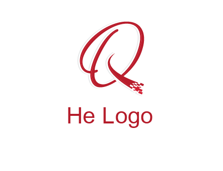 letter q with technology pixels logo
