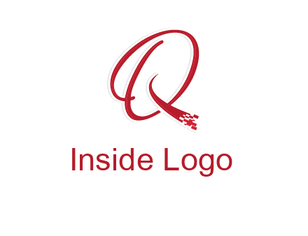 letter q with technology pixels logo