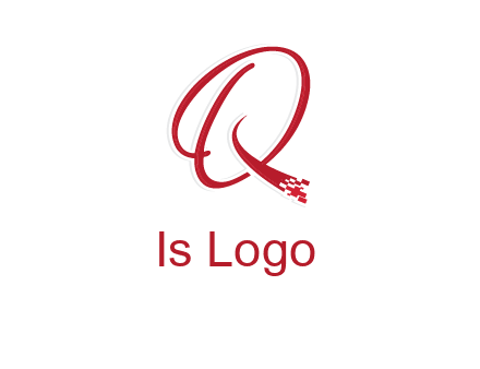 letter q with technology pixels logo