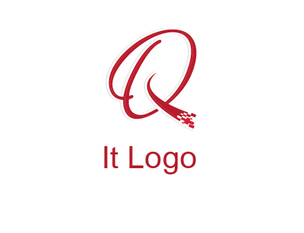 letter q with technology pixels logo