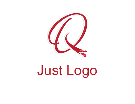 letter q with technology pixels logo