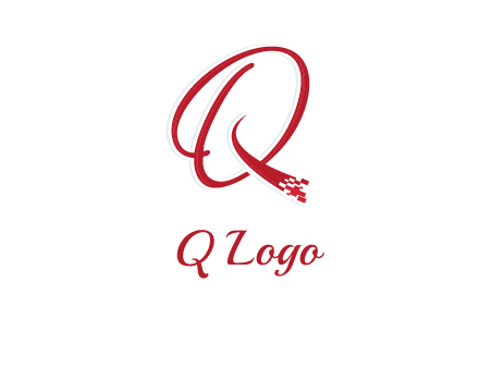 letter q with technology pixels logo