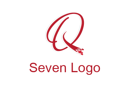 letter q with technology pixels logo