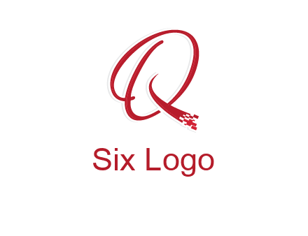letter q with technology pixels logo