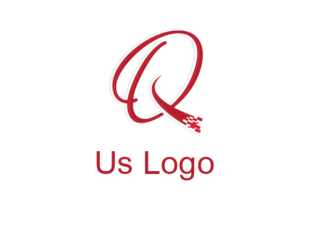 letter q with technology pixels logo