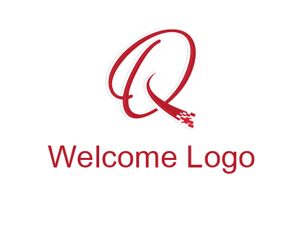 letter q with technology pixels logo