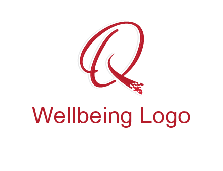 letter q with technology pixels logo